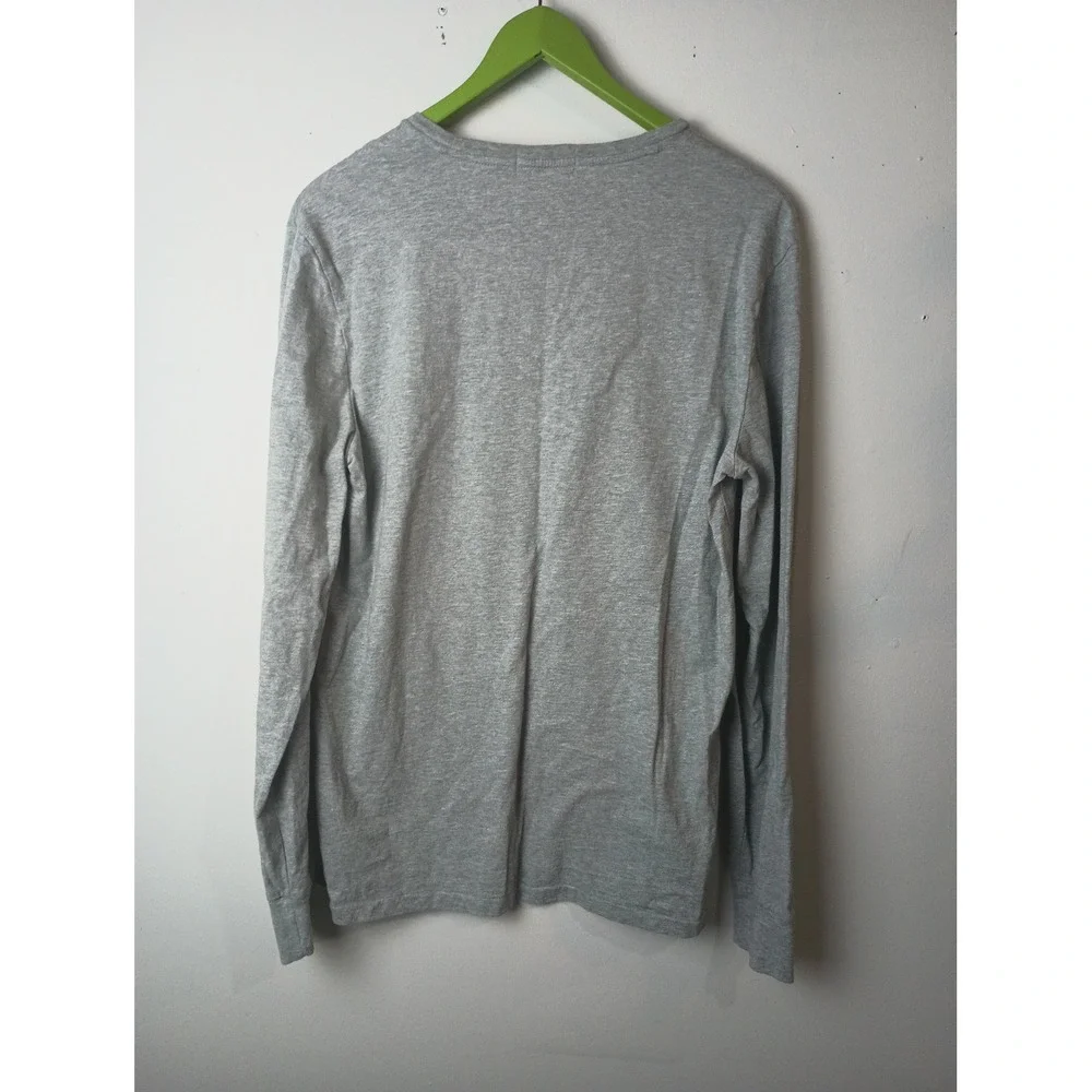 Polo Ralph Lauren Mens Long Sleeve Crewneck T-Shirt Heather Gray Blue Pony M